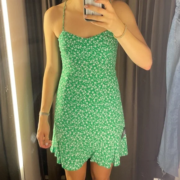 Zara | Dresses | Zara Green Mini Dress | Poshmark